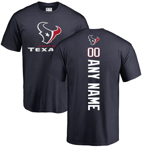 Men Houston Texans NFL Pro Line Navy Personalized Backer T-Shirt